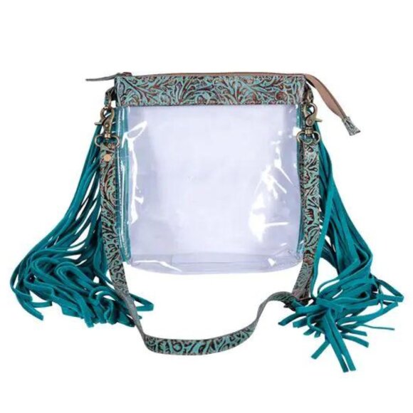MYRA BAG Beth Ridge Fringed Clear Western Stadium Festival Bag NWT - Picture 2 of 4